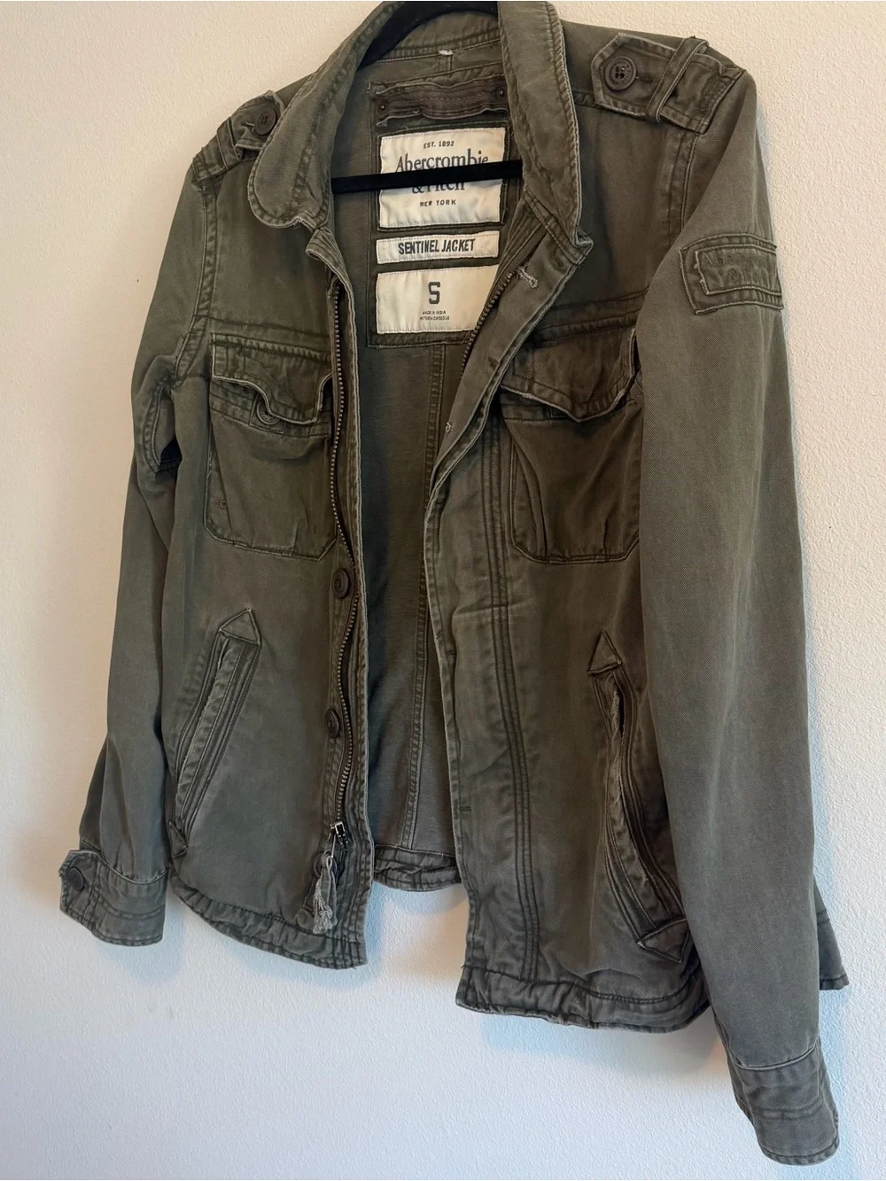 Abercrombie & Fitch Men's Sentinel Jacket Olive Green, Vintage Size Small